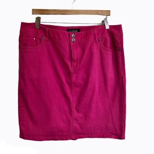 Lane Bryant pink denim knee length skirt size 18